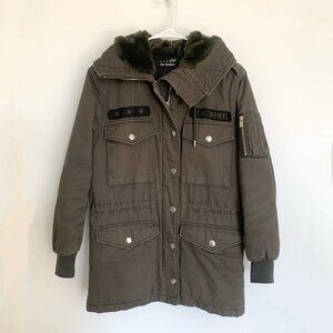 The Kooples Green Anorak Parka Hooded Coat Jacket
